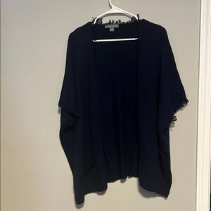 Amicale Cashmere Navy Fringe Open Cardigan